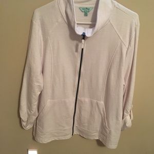 WHITE FULL ZIP SWEATSHIRT